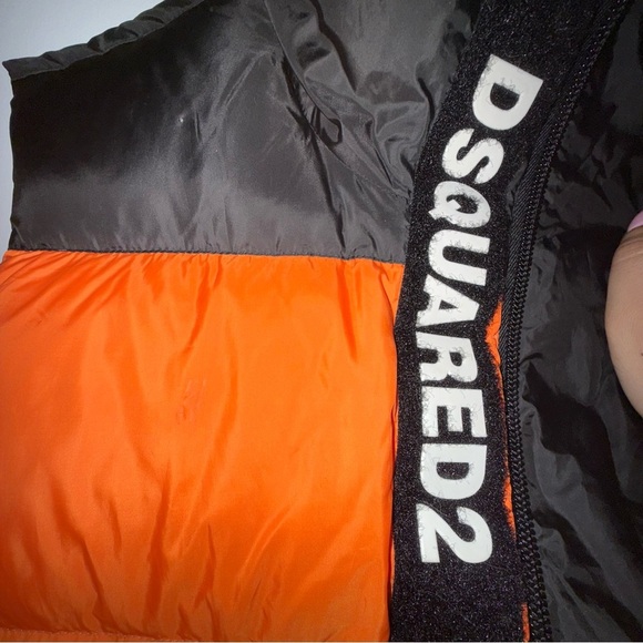 DSQUARED2 Men's Orange and Black Puffer Vest - Picture 12 of 15